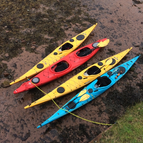 Scorpio sea kayaks and horizon tandem ready for an adventure on Arran waters